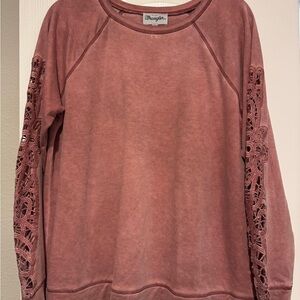 Wrangler Women's Mauve Lace Sleeve Sweatshirt